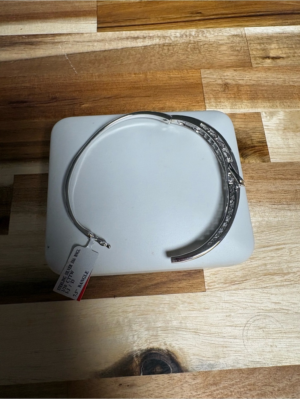 NWT Sterling Silver and Diamond Bangle Bracelet - Picture 5 of 6
